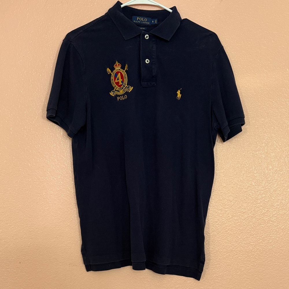 Polo by Ralph Lauren Men's Dark Blue Polo with Embroidered Crest
